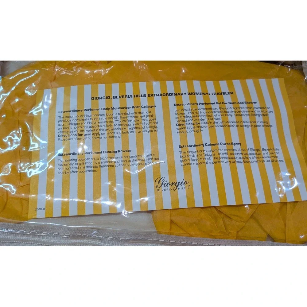 Giorgio Beverly Hills Travel Case Women OS Yellow Good Vintage Quilted Striped